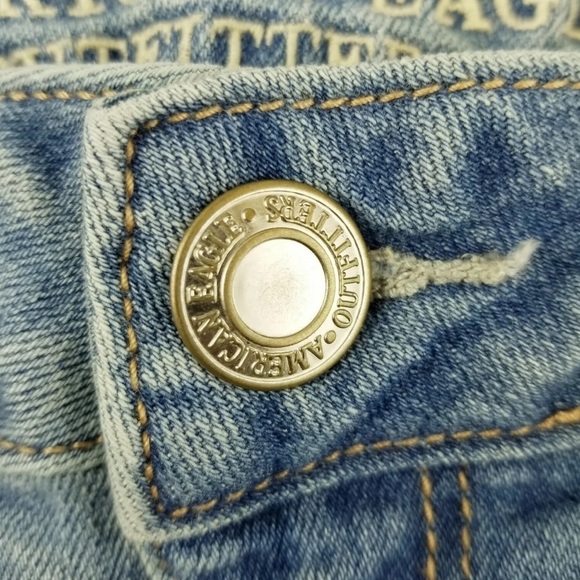 American Eagle 2 Stretch Distressed Raw Hem Lace Pocket Blue Women's Shorts - Picture 4 of 11